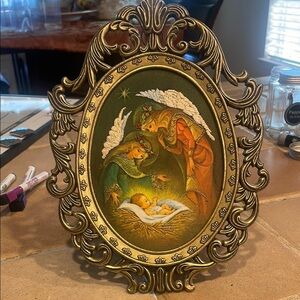 Elegant Gold Framed Nativity Artwork
